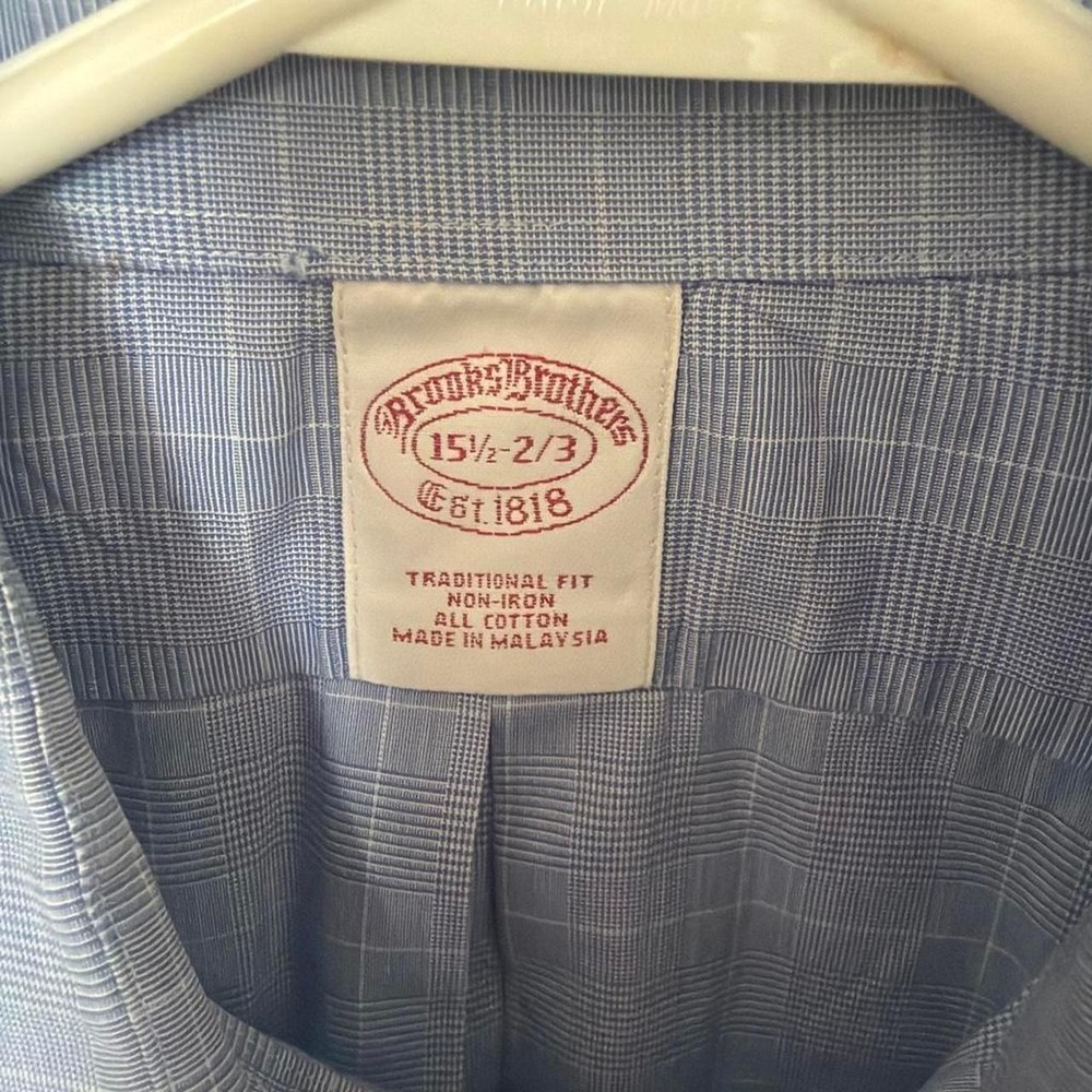 Brooks Brothers Mens Shirt Large Blue White Gingham Long Sleeve button up - Picture 3 of 4